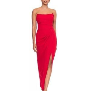 Betsy & Adam Ruched Strapless Gown